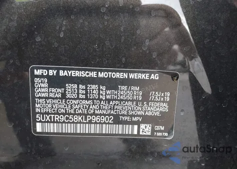 2019 BMW X3 xDrive30I из США, поврежденный, VIN 5UXTR9C58KLP96902